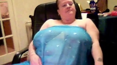 Ugly and obese granny exposes her disgusting fat body