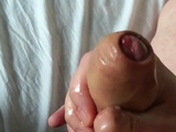 Thick uncut oiled cock, wank and cum