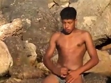 Tunisian twink wanks his BIG Arab dick near the beach