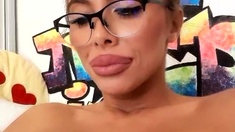 Blonde amateur gives webcam show with toys