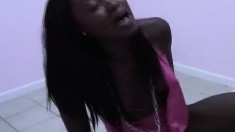 Dark skinned hottie Rayne Falls getting drilled deep by a white dude