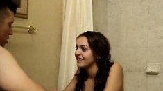 Latin coed couple sex in the bathroom