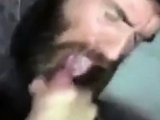 Sexy bearded guy sucks big hairy dick