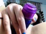 Blue Dildo In Hairy Pussy...